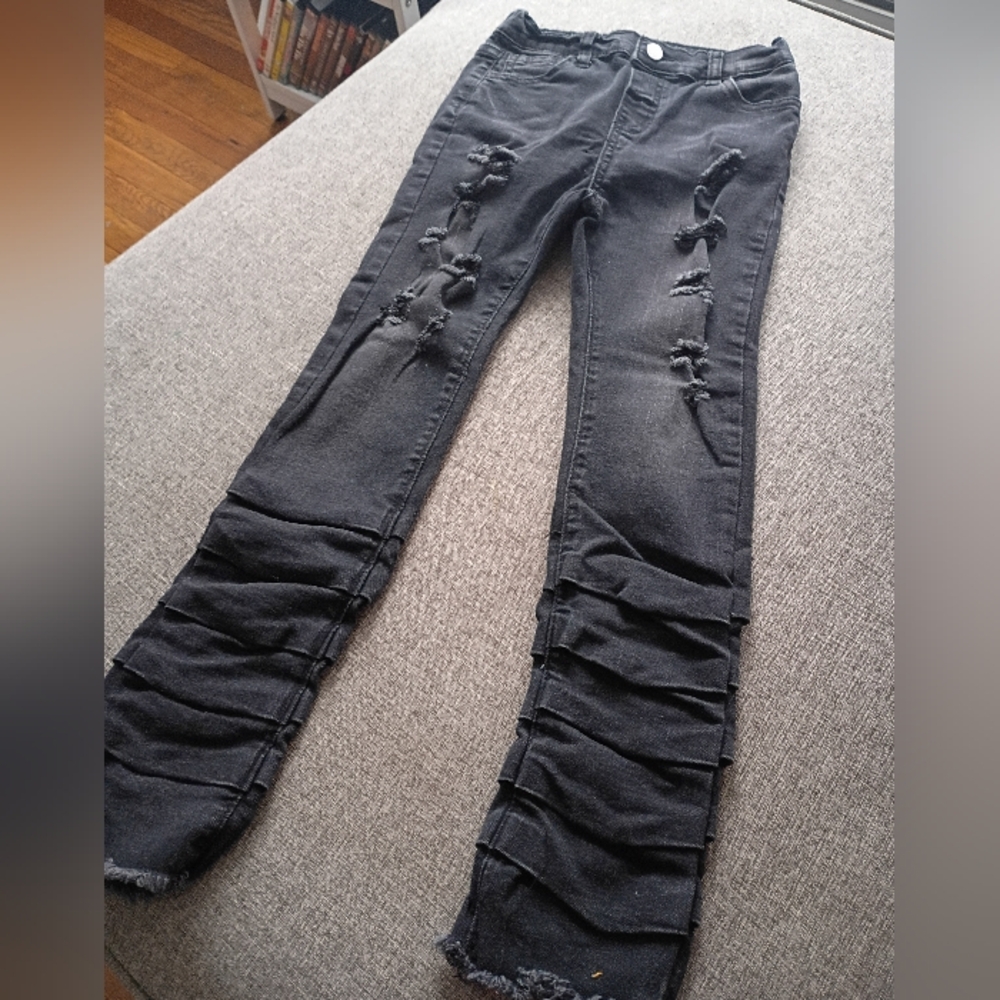 Kids Shein Distressed Black Jeans